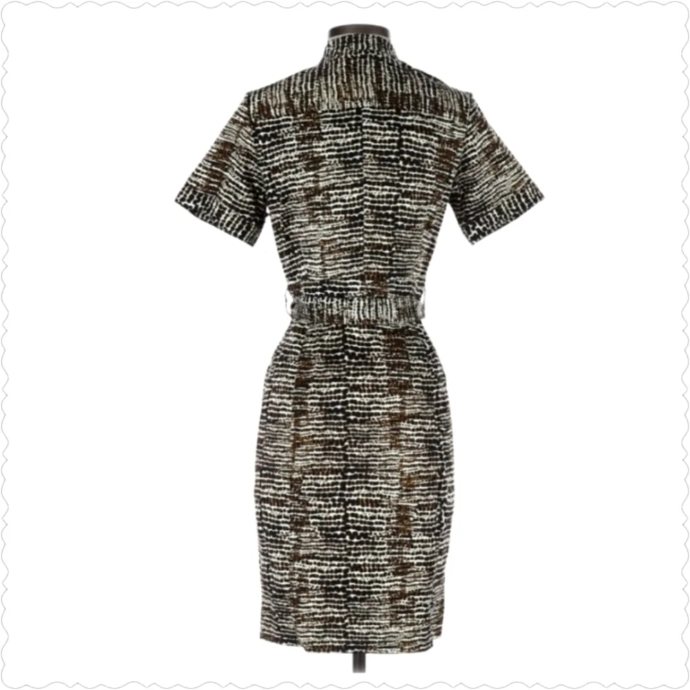 CALVIN KLIEN Animal Print Snap-Front, Belted Dress, Size 4 - Picture 3 of 8